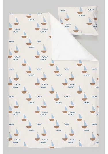 Organik Tek Kişilik Nevresim Takımı 160x220 - Yelken Rüyası Renkli