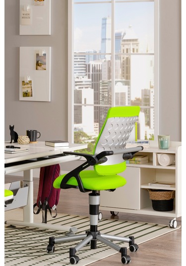 Creo Mobili Yükseklik Ayarlı Vega Plus Çalışma Sandalyesi, Ofis Ve Bilgisayar Koltuğu Yeşil/yeşil Gri