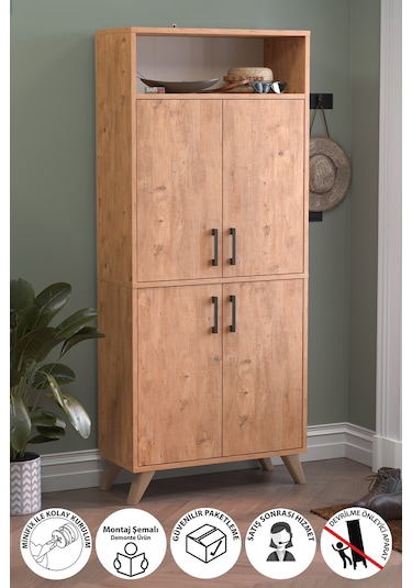 Bofigo 4 Kapaklı Ayakkabılık 9 Bölmeli Ayakkabılık Çok Amaçlı Dolap Beste Çam Çam