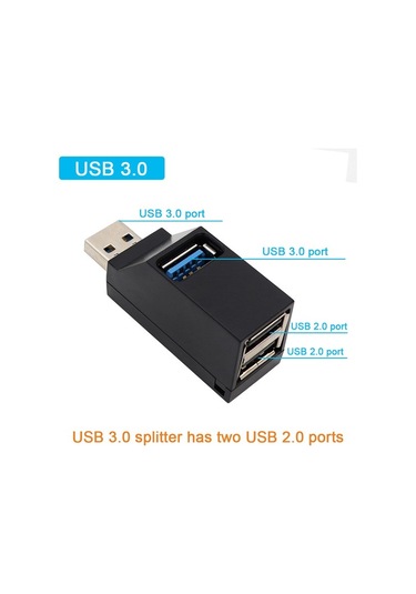 Venturemart Usb 3.0 Hub Adaptörü Dönüştürücü Mini Splitter Genişletici Kutusu 3 Port Pc Laptop Için Yükse