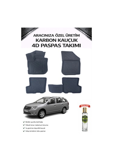 Dacia Logan Mcv 2014 Model Aracınıza Özel Karbon Kauçuk Paspas Takımı