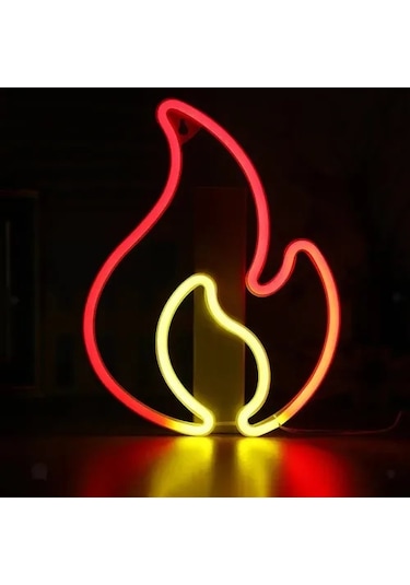 Duvara Asmalı Neon Alev Işık Çok Renkli