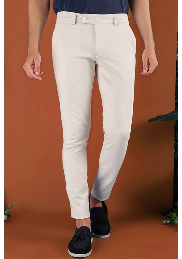 P 1120 Slim Fit Krem Spor Pantolon Krem
