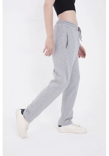 The İstanbul Lastikli Baskılı Eşofman Pantolon - Gri Gri