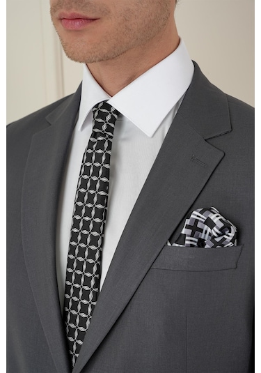 Efor Slim Fit Çift Yırtmaç Mono Yaka Klasik Füme Takım Elbise Tk 912 Füme