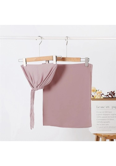 Noenname Null Kadın Şifon Başörtüsü & Jersey Undercap Seti - 2 Parçalı Pembe