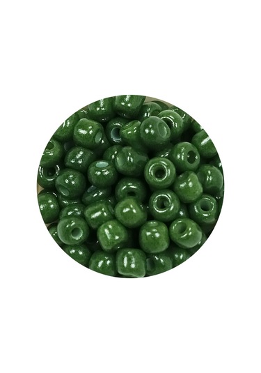 Dökme Cam Kum Boncuk Büyük Boy 6/0 4 Mm - 20 Gram - Koyu Yeşil
