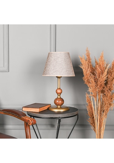 Çift Ahşaplı Sava Abajur Masa Lambası Eskitme