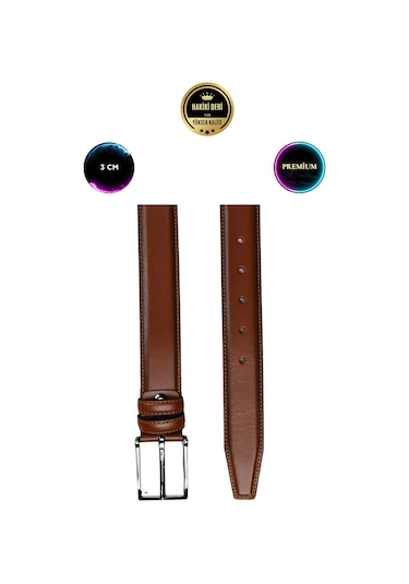 Hakiki Deri Taba Premium 3 Cm Erkek Kemer Kumaş Taba