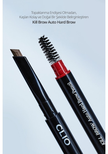 İnce Altıgen Uçlu Kaş Kalemi Clio Kill Brow Auto Hard Brow Pencil 05 Gray Brown