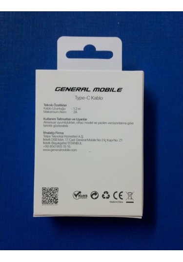 General Mobile Type-C Kablo Beyaz M100692