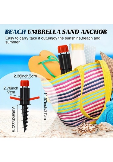 Elmpaly 1 Adet Plaj Şemsiyesi Rüzgar Çapası Blue 360 Dönmeyen Tasarım Taşınabilir Kurulum