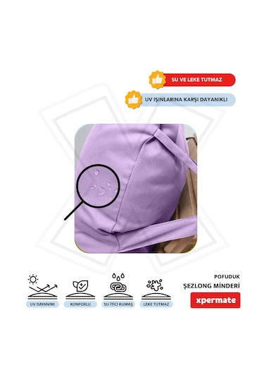 Xpermate Pofuduk Şezlong Minderi 60x180x12cm Su İtici, Lila