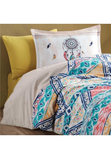 Clasy Ranforce Nevresim Takımı Tek Kişilik Boho V1 Bej