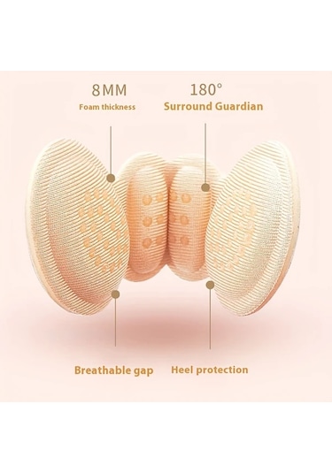 Willowhaven 4 Çift Bej Kadın Topukluğu Yastıklı Ayakkabı İç Tabanı Ayarlanabilir Rahat