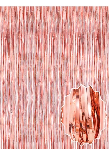 Rose Gold Püsküllü Kapı Perdesi - Parti, Bekarlığa Veda, Doğum Günü 1x2 M +0