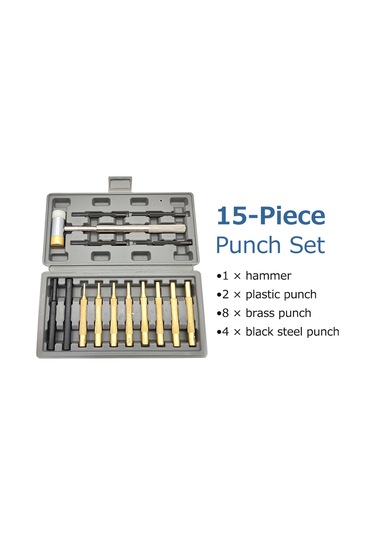 Yifomall 15 Parça Çelik Ve Pirinç Zımba Seti - Saat & Takı Tamiri İçin Çift Taraflı Çekiçli Profesyonel Takım