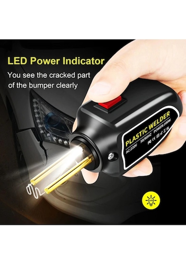 Mufunye Araba Tampon Tamiri Makinesi - Plastik Kaynak Aleti, 0.6mm M/0.8mm V Dalgalı Çivi, Led Göstergeli 200psc Kaynak Makinesi
