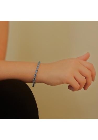 Lova Pırlantalı Oval Blue Topaz Bileklik -  4080003