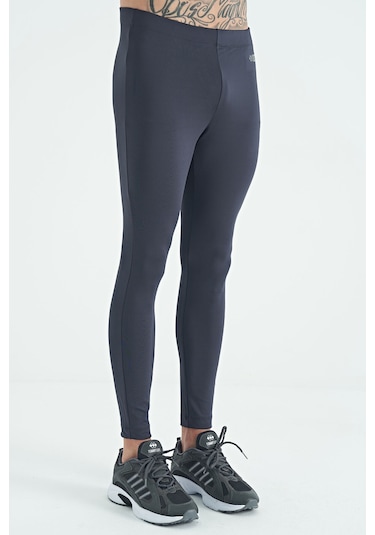 Tommy Life Antrasit Logo Baskılı Yüksel Bel Slim Fit Aktif Spor Erkek Tayt - 84989 Antrasit