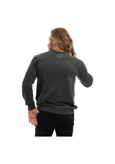 Erkek Polo State Baskılı Bisiklet Yaka Sweat Antrasit