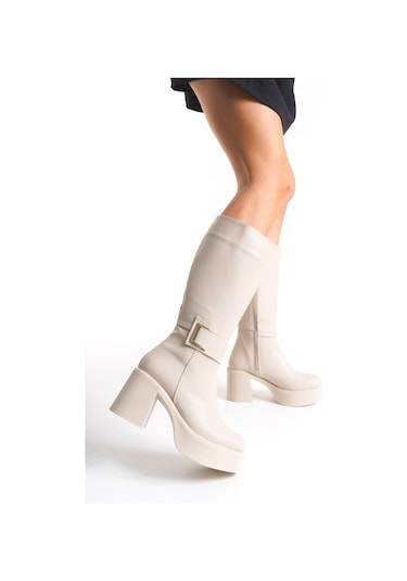 Ventes Kadın Aksesuarlı Kalın Taban & Topuklu Çizme 914311-z TEN CİLT
