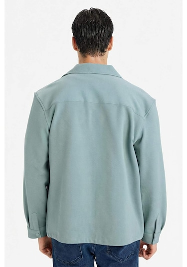 Defacto Esnek Kumaş Twill Gömlek E7689ax26spgn1175 Yeşil-gn1175