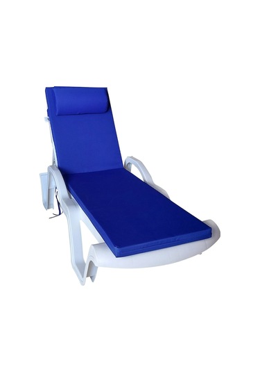 Mirzademarket Şezlong Minderi Lüks Su Geçirmez Kumaş Fermuarlı-Saks Mavi