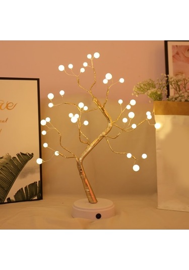 Led İp Işığı, Dokunmatik Anahtar, İki Şarj Seçeneği Usb/pil , Perle Desenli, 36 Işık, Sıcak Işık, Ağaç Figürlü Gece Lambası Pil Dahil Değil