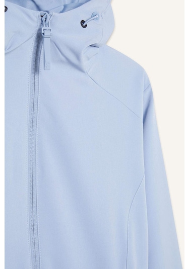 Defacto Defactofit Su İtici Regular Fit Kapüşonlu Fermuarlı İpek Kumaş Yağmurluk C4952ax25aube748 Mavi