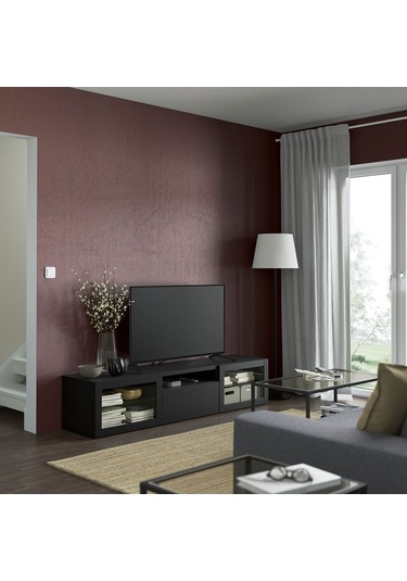 Tv Sehpası, Venge-siyah-kahverengi-şeffaf Cam, 180x42x39 Cm, Lappvıken/sındvık, Çıt Çıt Raylı Siyah Tv Sehpası, Venge-siyah-kahverengi-şeffaf Cam, 180x42x39 Cm, Lappvıken/sındvık, Çıt Çıt Raylı Siyah