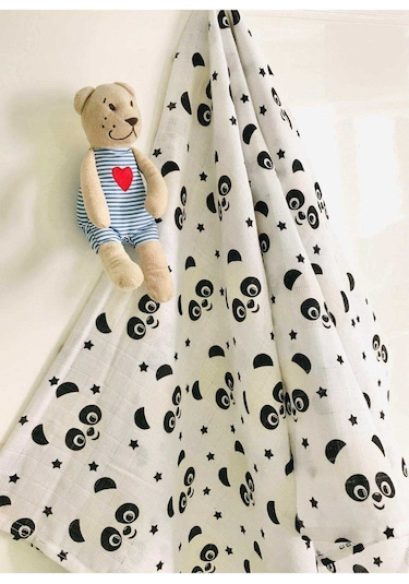 Panda 110X110 Çok Amaçlı Müslin Örtü Çok Renkli