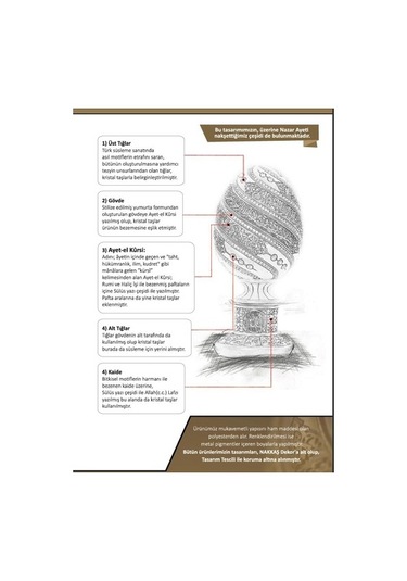 Yumurta Ayet-El Kürsi Kristal Taşlı Dini Obje Biblo Büyük Sarı