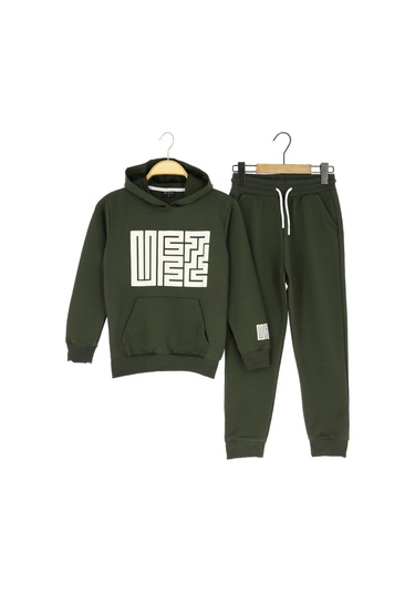 Erkek Çocuk Eşofman Takımı Kapüşonlu Haki