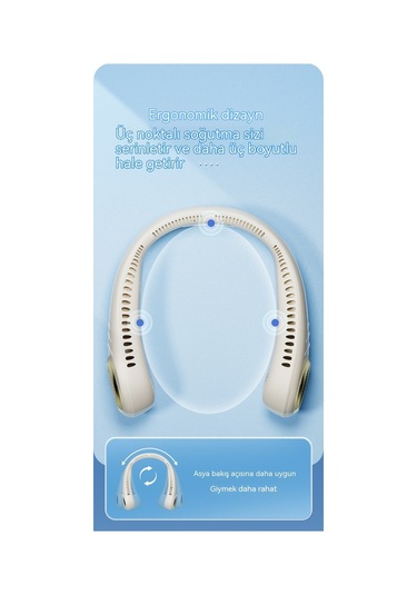 Eternal Luck Yeni Parça Boyun Fanı Tembel Kanatsız Türbin Taşınabilir Usb Şarjlı Küçük Fan Hot Wheels Beyaz