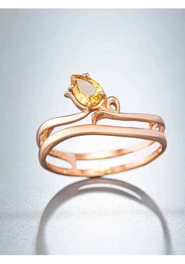 Uvelirnye Tradicii Doğal Sitrin Taşlı 925 Ayar Gümüş Yüzük 403021386 Gri