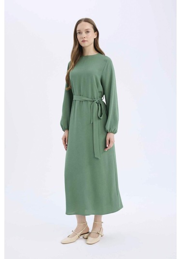 DeFacto Regular Fit Bisiklet Yaka Aerobin Uzun Kollu Elbise Midi E5268AX25SPGN759