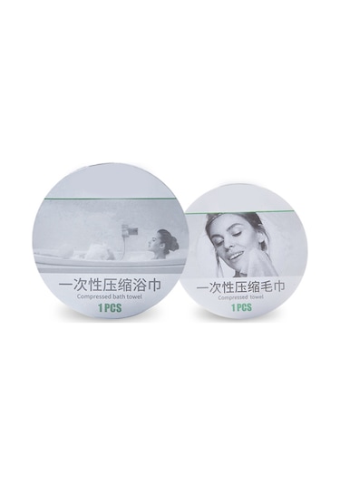 Xiyyadms Sıkıştırılmış Pamuk Havlu Seti - Seyahat Ve Kamp İçin Pratik, Taşınabilir, 6 Adet Beyaz