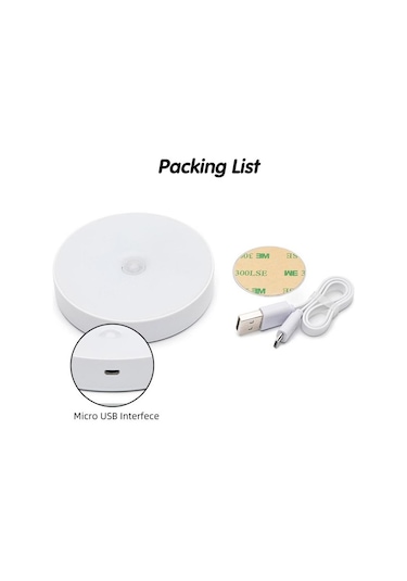 Jms Beyaz Şarj Edilebilir Led Hareket Sensörü Usb Led Gece Lambası Kablosuz Enerji Tasarruflu Beyaz