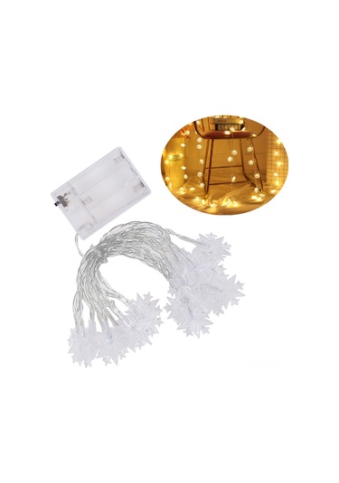 Jeemson 3 Metre 20 Led Yıldız Desenli Noel Dekorasyon Işığı, 3xaa Pil, Sürekli Aydınlatma, Sıcak Beyaz Rengi Çok Renkli