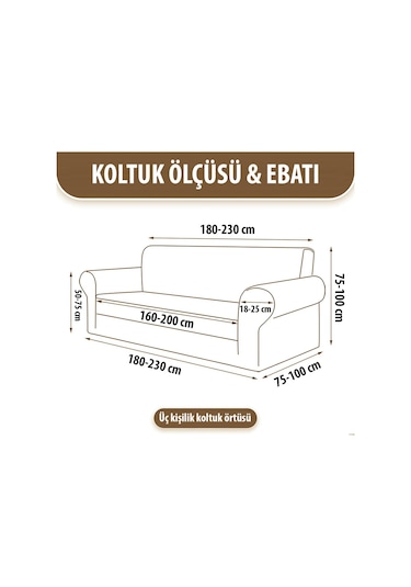 Koltuk Örtüsü Jakarlı Esnek Ve Lastikli 3 Kişilik Antrasit