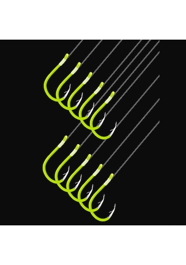 Yuntech01 50 Adet Fosforlu Orak İğne, Yüksek Karbon Çelik, Sarı Renk, 8 Boyut, Balıkçılık Enstrümanı