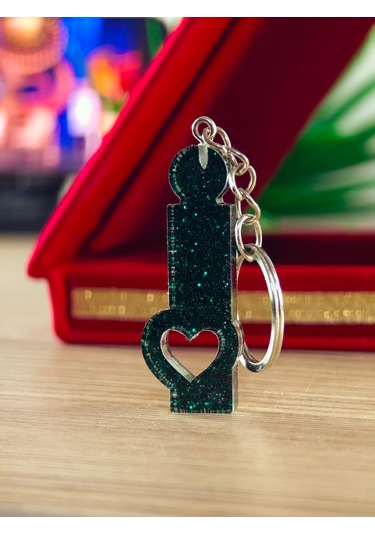 Harfli Anahtarlık Epoksi Kişiye Özel Yapım El Yapımı Harf Anahtarlık Kalp Model Özel Tasarım Hediyelik Ürün Kalp Desenli Simli Anahtarlık Altın - Beyaz