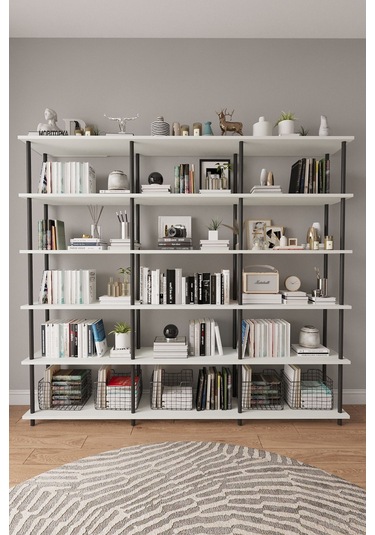 Çevir Kur 200 Cm Beyaz Kitaplık Beyaz