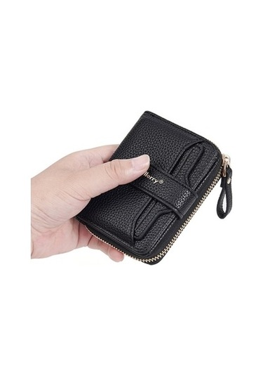 Linjinxu Baellerry N1915 Lychee Desen Çoklu Kart Yuvası Fermuarlı Kadın Kısa Cüzdan Süt Kayısı Çok Renkli