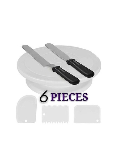 6 Adet/takım Pasta Döner Tablası Seti Dekorasyon Masası Dekorasyon Ağzı Silikon Çanta Pişirme Dıy Kombinasyonu Çok Renkli