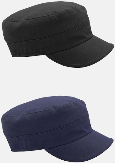 Erkek Fidel Castro Şapka 2'li Kep Rozet Detaylı Kasket - Siyah - Lacivert Lacivert - Siyah