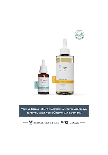 The Purest Solutions Karma ve Yağlı Ciltler İçin Oil Control Toner 200 ML + Intensive Pore Tightening and Lightening Serum 30 ML