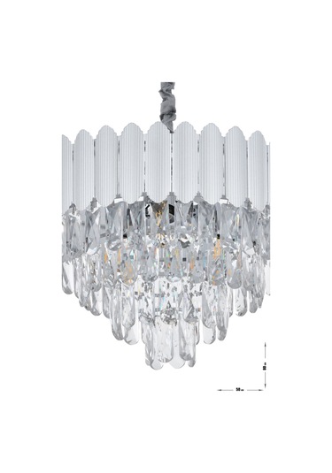 Rossa 50'lik Kristal Prizma Taşlı Lüks Avize - Gümüş Yaldız Renk Gümüş Yaldız