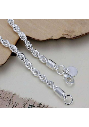 Kadın Bilezik Halat Bükülmüş Stil El Zinciri Bilezik Fasion Gümüş